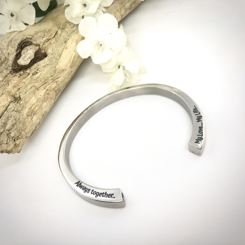 Cremation Ashes Urn Bangle Bracelet personalised with your own words or design